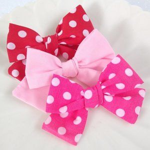 Polka Dot bows, Set of 3 Hair Bows for girls NEW